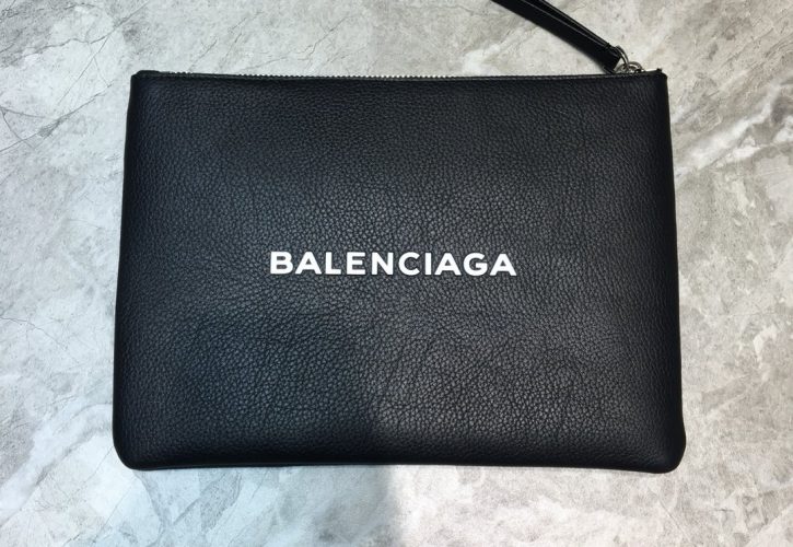 Balenciaga Bazaar Leather Small Clutch Shines at New York Fashion Week